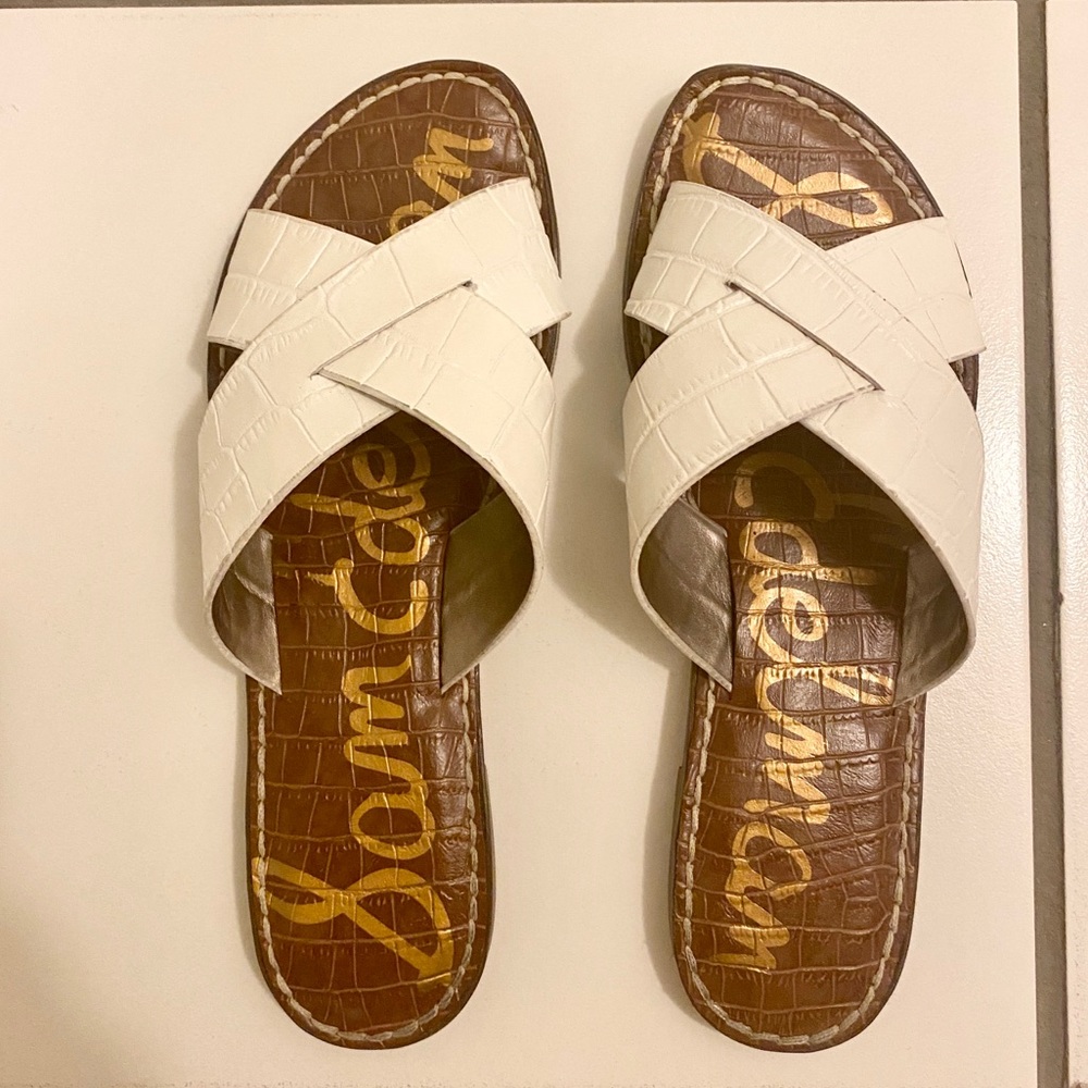Sam Eldelman Gillian Croc-Embossed Leather Slides